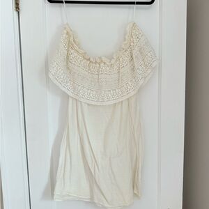 Zara Cream and Lace Off-Shoulder Dress